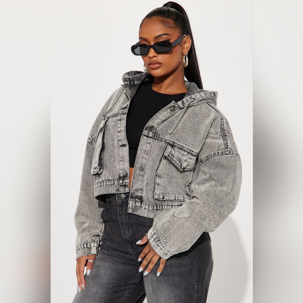 Crop Denim Hooded Jacket